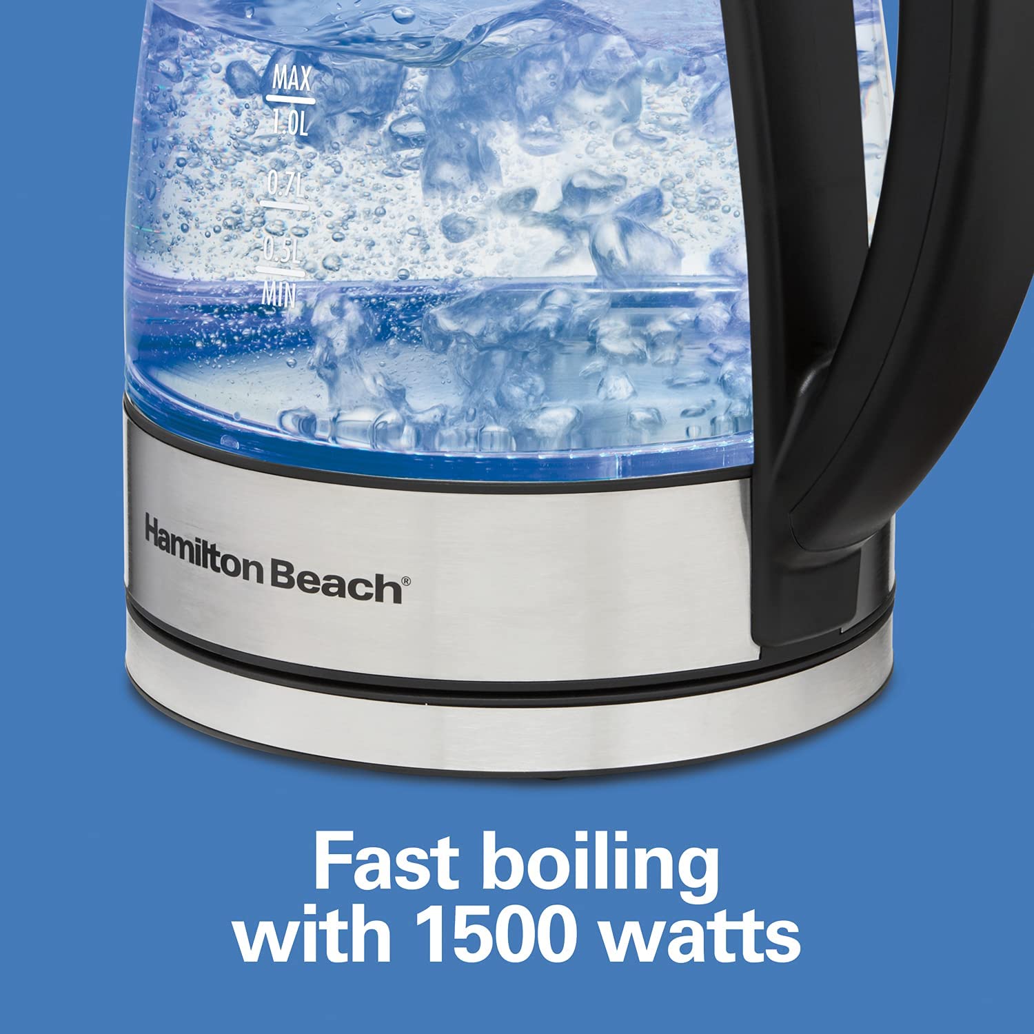 Hamilton Beach Temperature Control Glass Electric Hot Water Kettle & Boiler with Removable Tea Infuser. 1.7L. Cordless. Keep Warm. Auto-Shutoff & Boil-Dry Protection (40942)