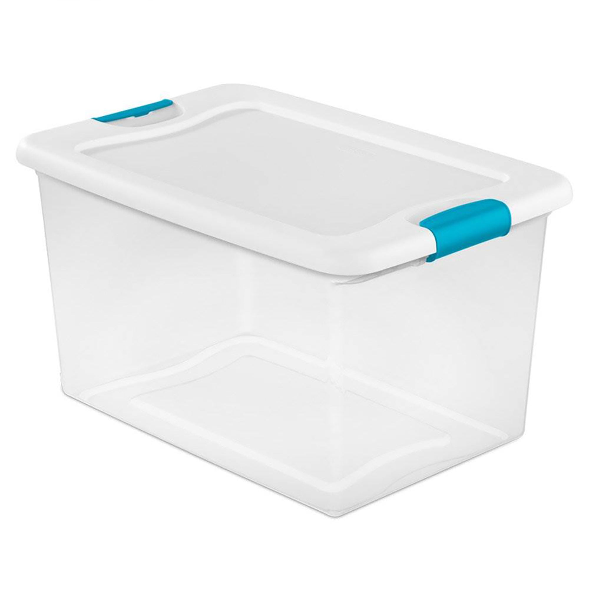 Sterilite 64 Quart Clear Plastic Storage Bin with White Latch Lid. 6 Pack