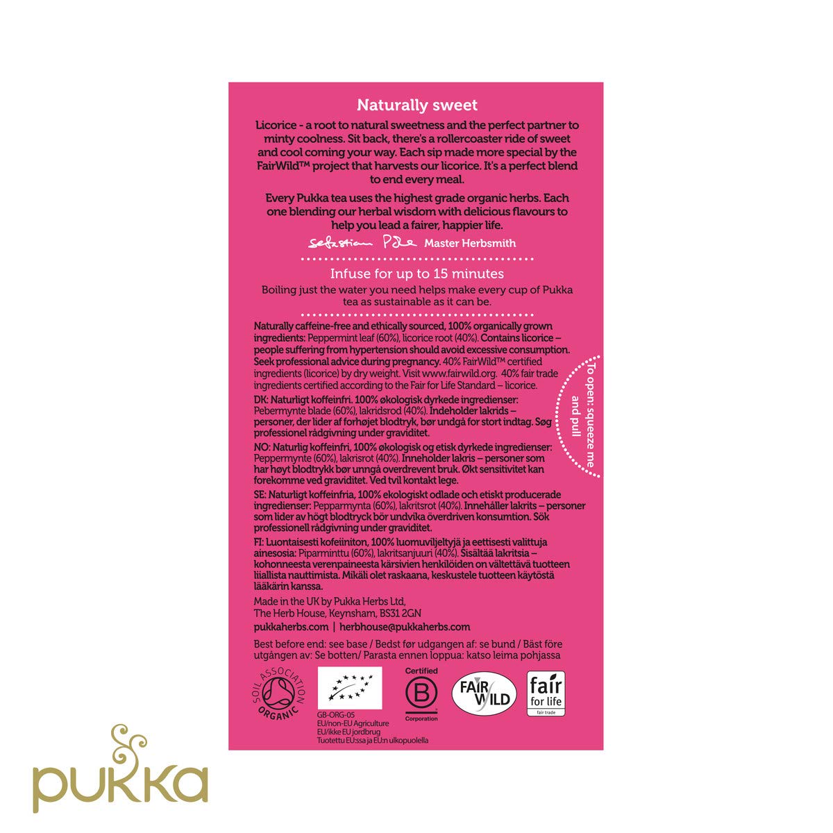 Pukka Peppermint & Licorice Root. Organic Herbal Tea. 6 Pack. 120 Tea Bags