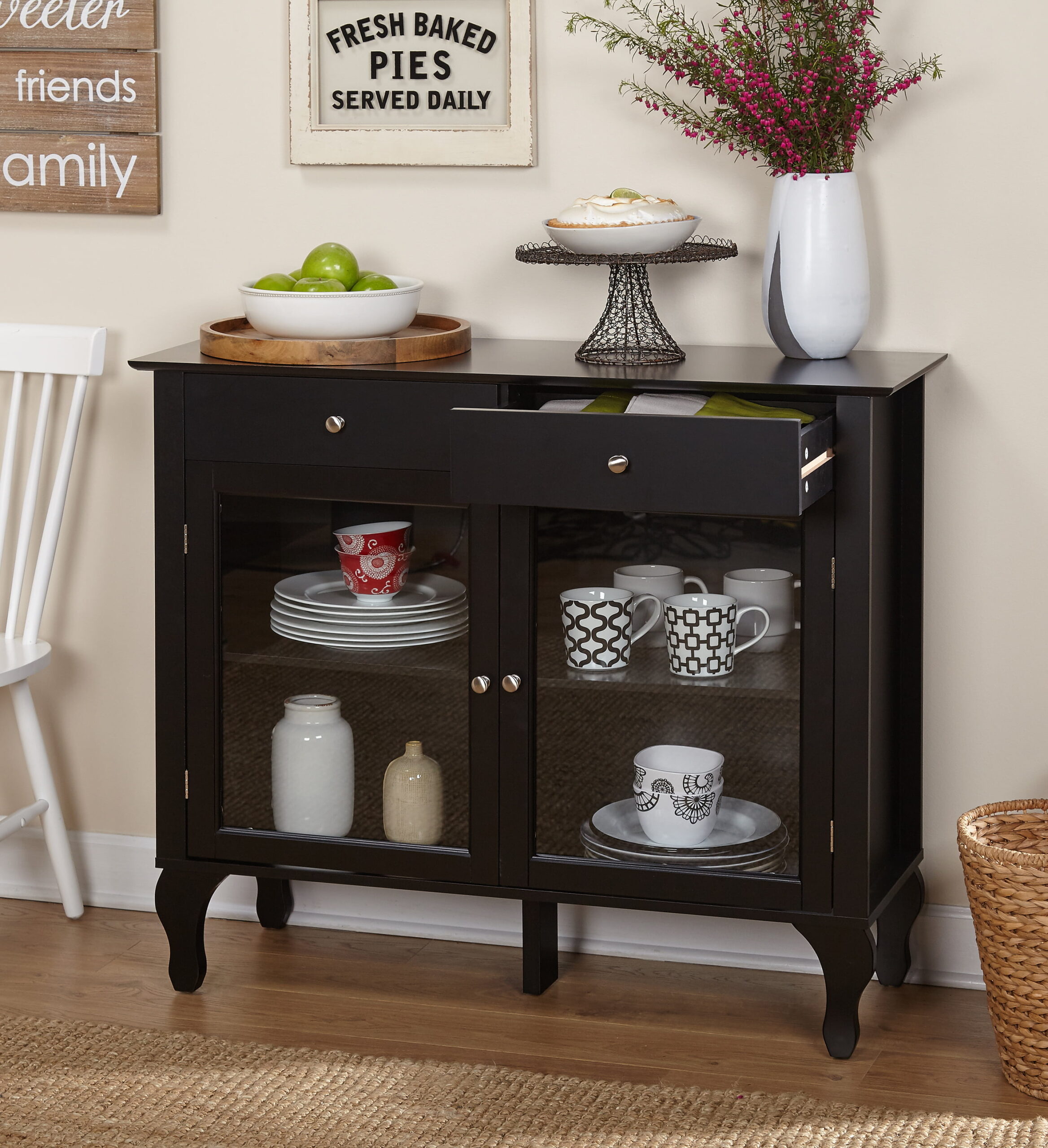 TMS Layla 2-Drawer Storage Buffet. Black