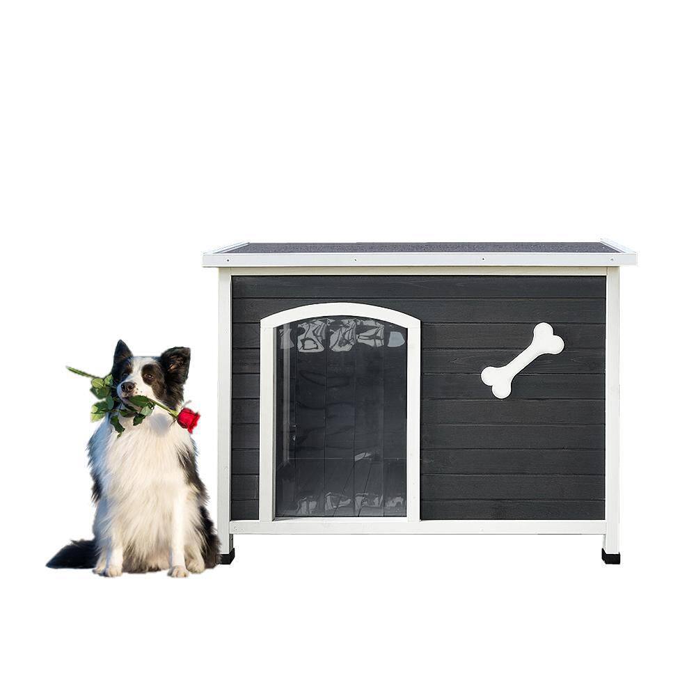 Unbranded DOGCAGE1206HHH 40.55 in. Wooden Gray Large Wooden Dog House Outdoor Waterproof Dog Cage Windproof and Warm Dog Kennel Easy to Assemble