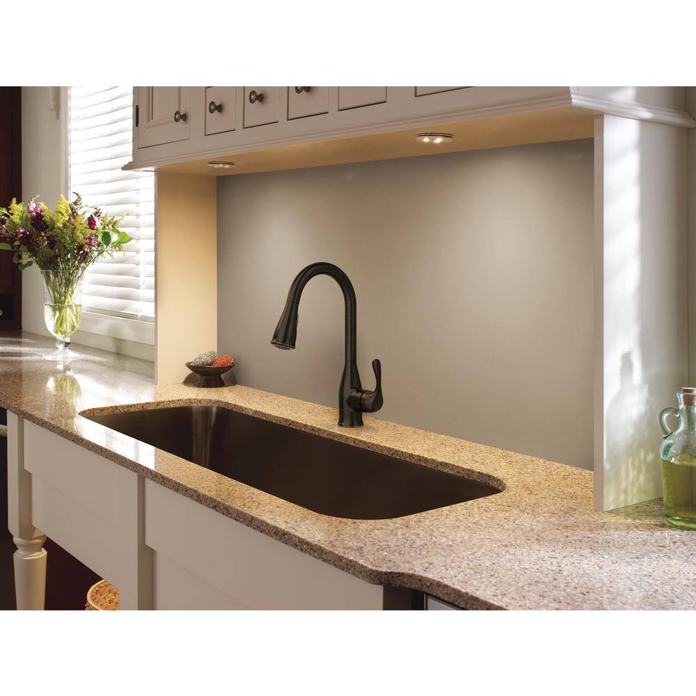 MOEN  Kaden Single-Handle Pull-Down Sprayer Kitchen Faucet with Reflex and Power Clean in Mediterranean Bronze