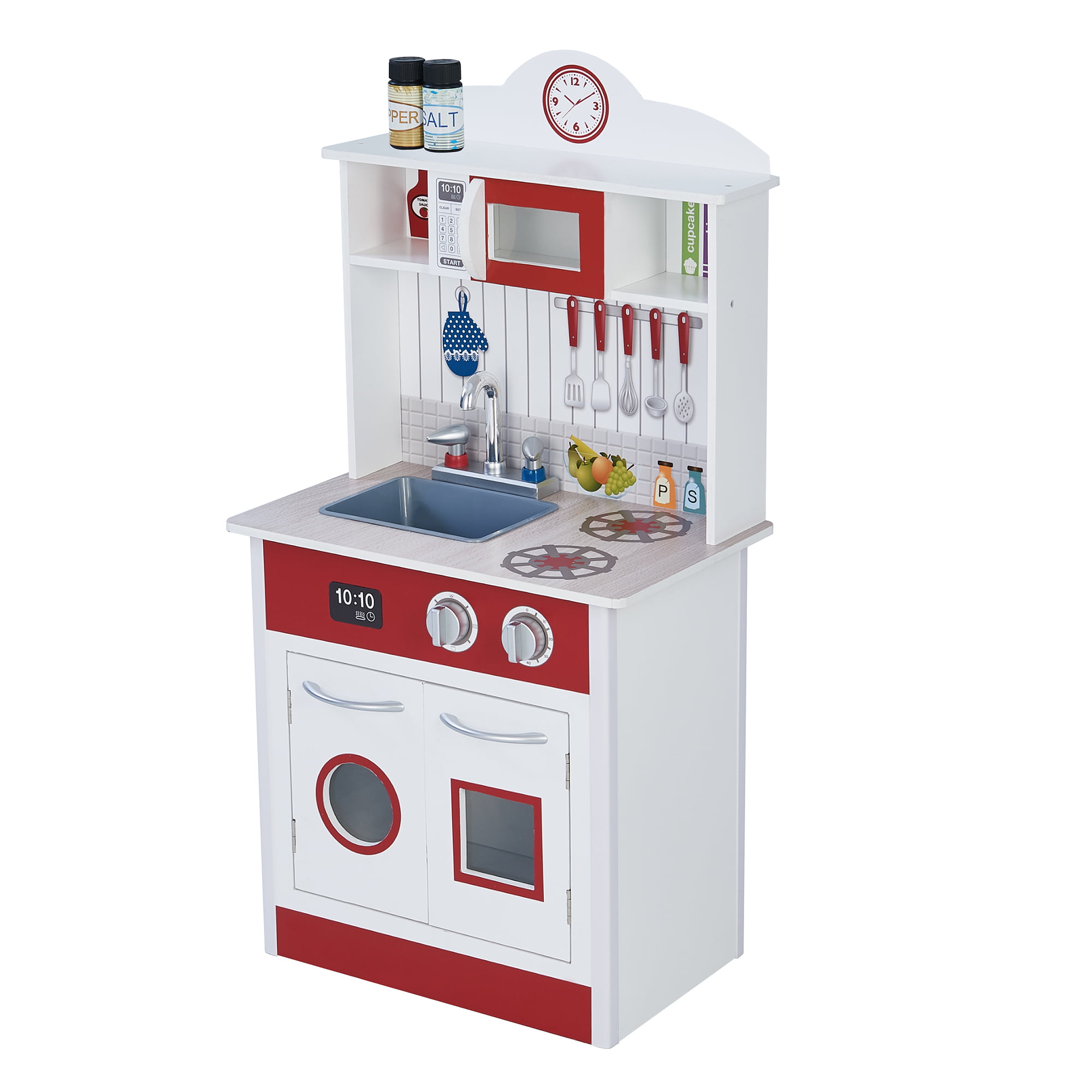 Teamson Kids Little Chef Madrid Classic Kids Kitchen Playset. Red/White