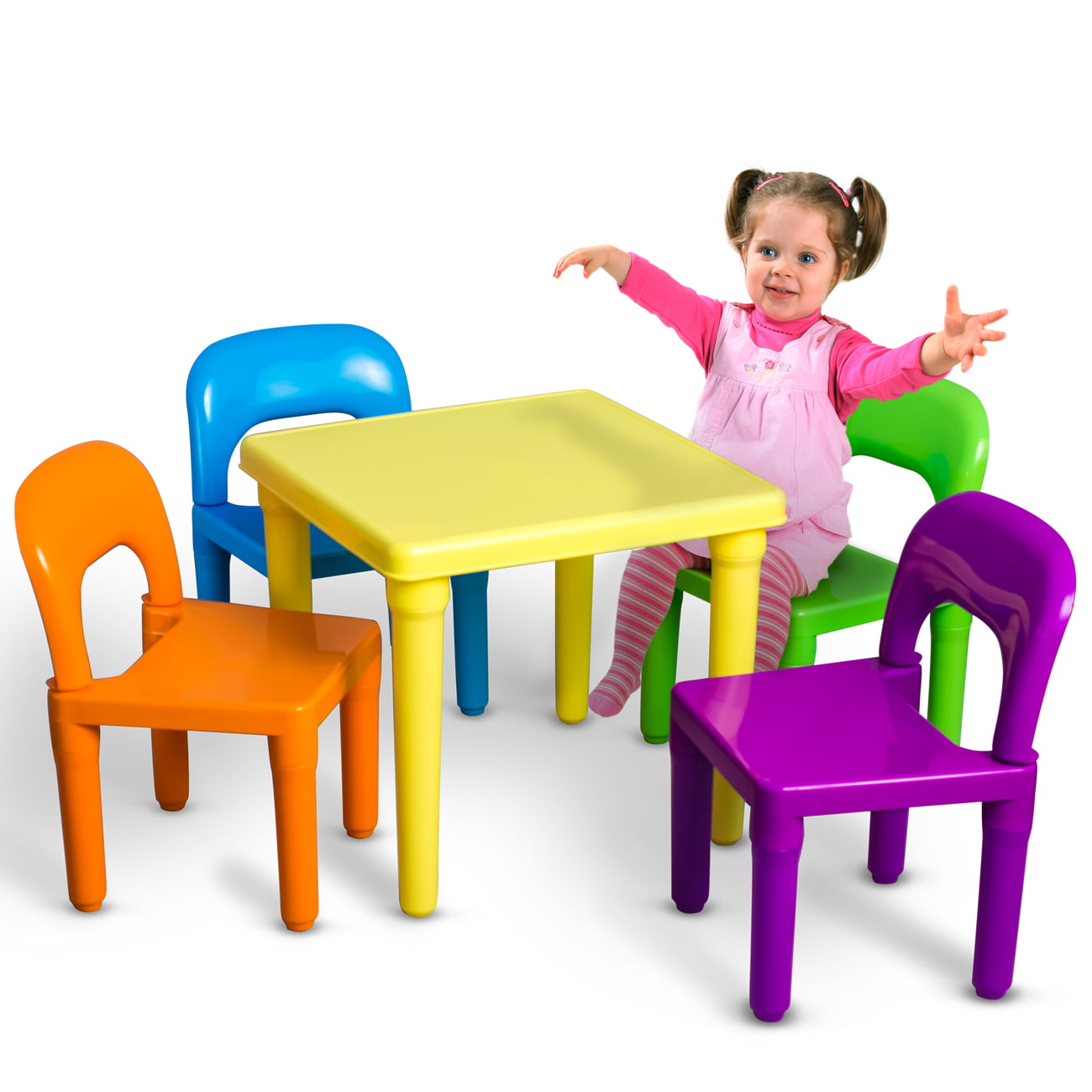 Den Haven Kids Table and Chairs Play Set Colorful Child Toy Activity Desk for Toddler