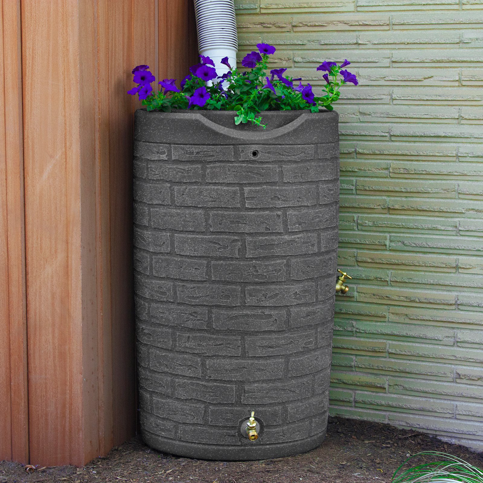 Good Ideas IMP-D50-DAR Impressions Downton Rain Saver Rain Barrel. 50 Gallon. Dark Granite