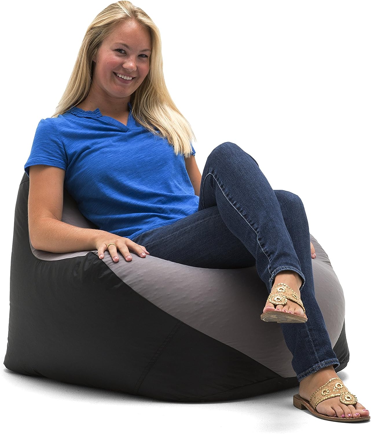 Big Joe Warp Bean Bag Chair. Grey/Black Spandex and Smartmax. Durable Polyester Nylon Blend. 2.5 feet