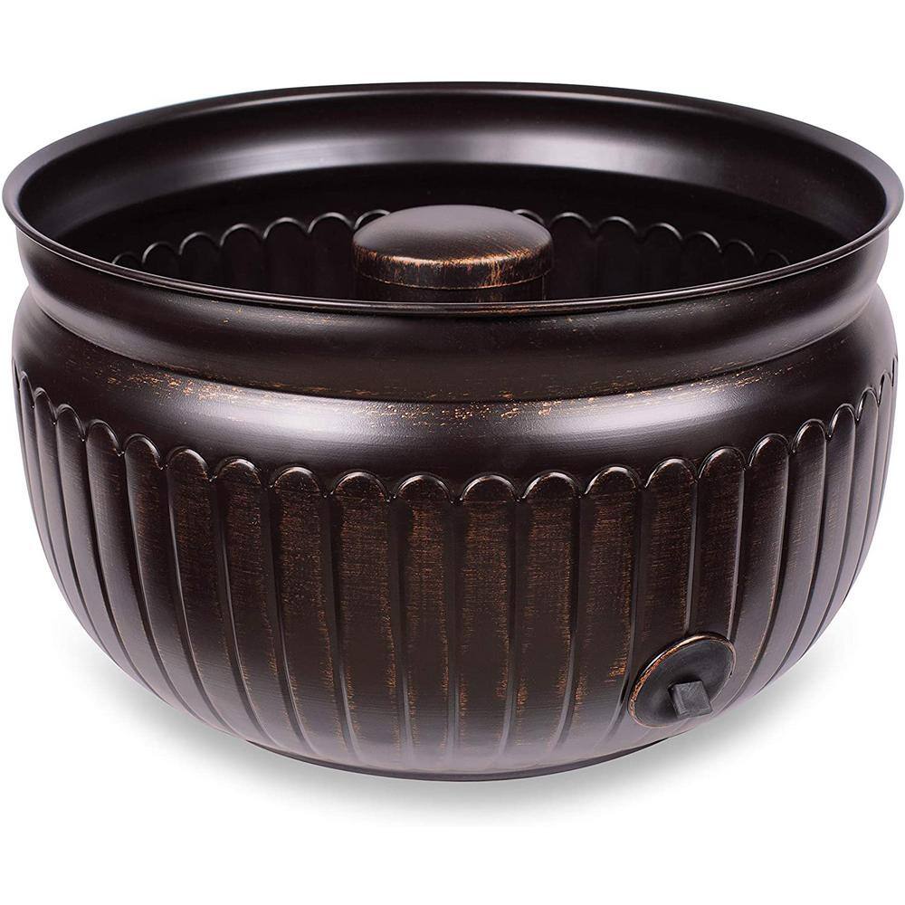 BirdRock Home 11063 Distressed Bronze Ribbed Garden Hose Pot with Open Top