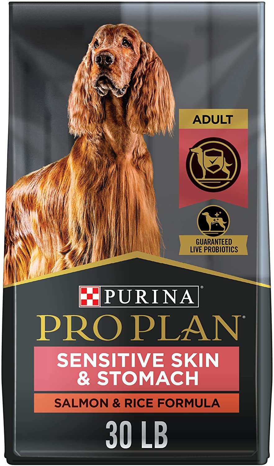 Purina Pro Plan Sensitive Skin and Stomach Dry Dog Food With Probiotics for Dogs. Salmon & Rice Formula - 30 lb. Bag