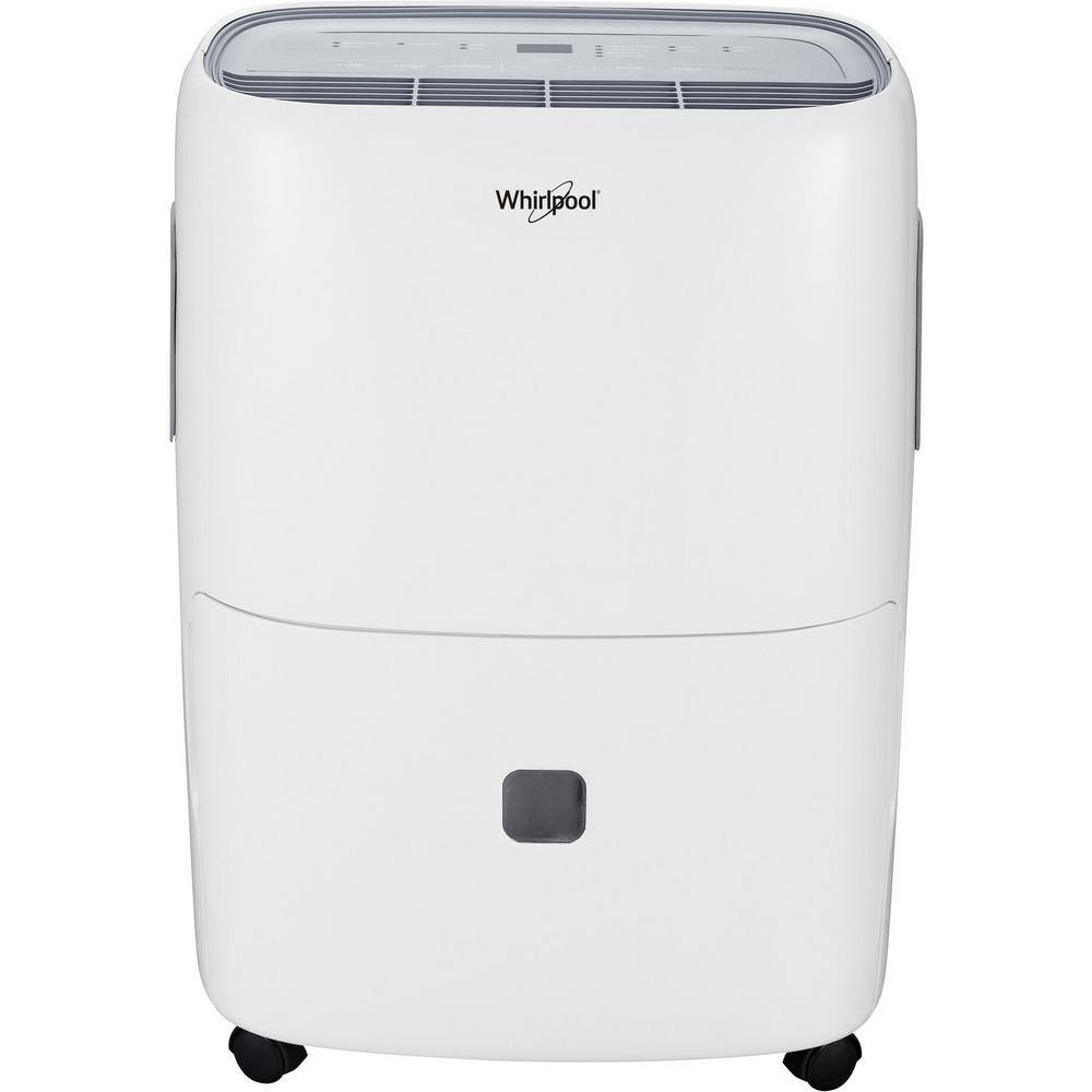 Whirlpool WHAD50PCW 50-Pint Portable Dehumidifier with Built-In Pump. 24-Hour Timer. Auto Shut-Off. Easy-Clean Filter and Auto-Restart