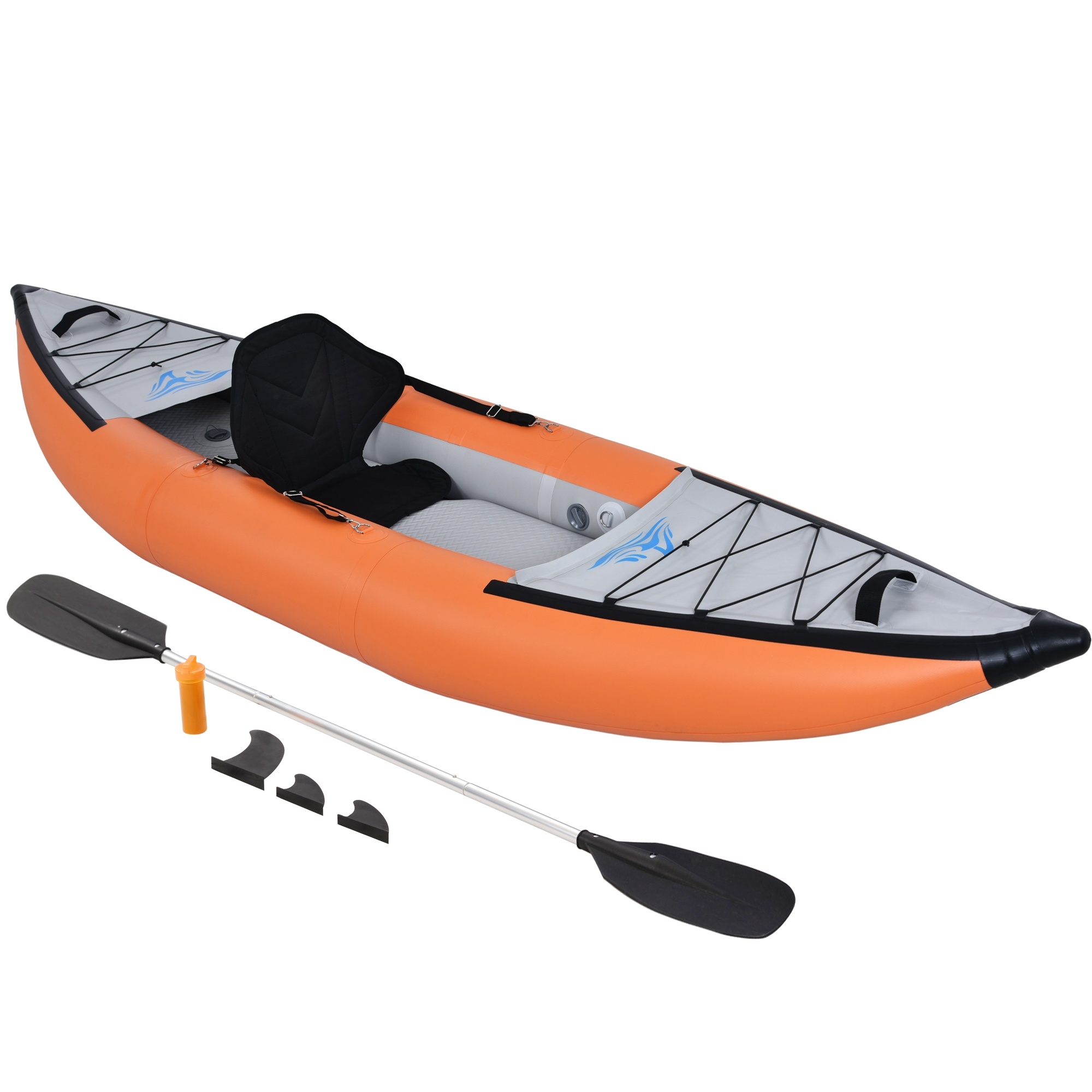 Inflatable Kayak Set with Paddle & Air Pump. Portable Recreational Touring Kayak Foldable Fishing Touring Kayaks. 1 Person