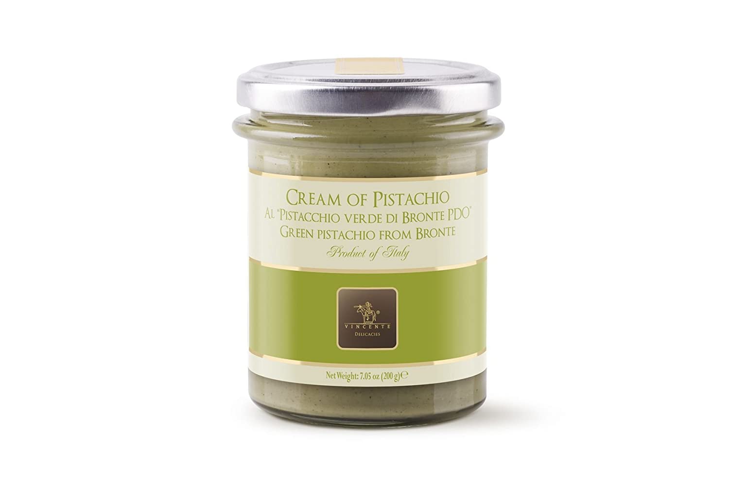Vincente Sicilian Cream of Pistachio Nut Spread. 7.05 Ounce