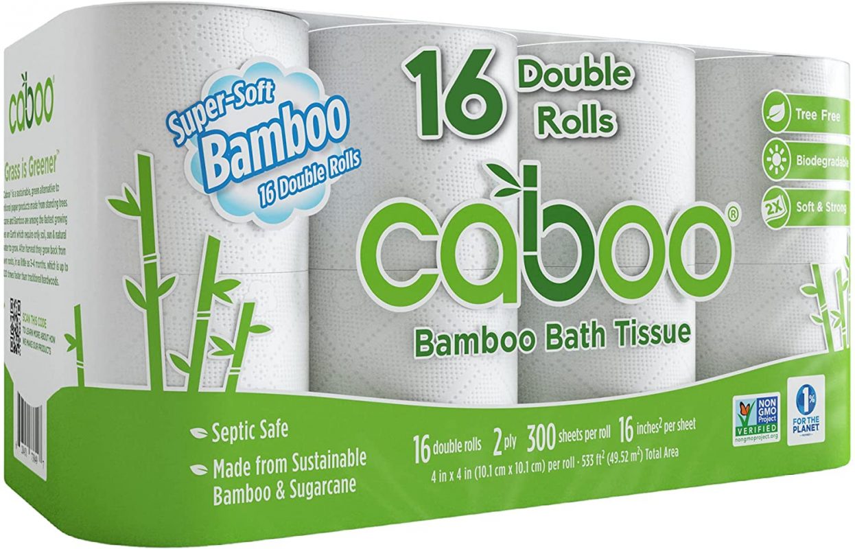 Caboo Tree-Free Bamboo Toilet Paper. Septic Safe Biodegradable Bath Tissue