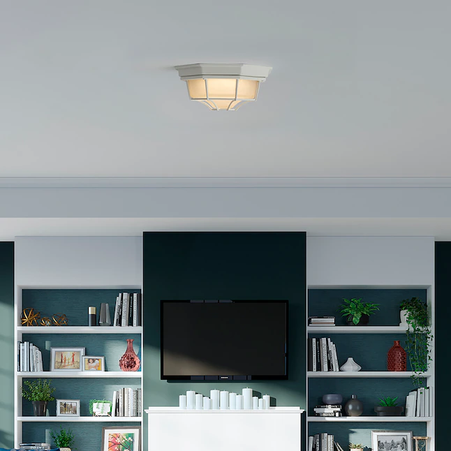 Portfolio  11.25-in W White Outdoor Flush Mount Light ENERGY STAR