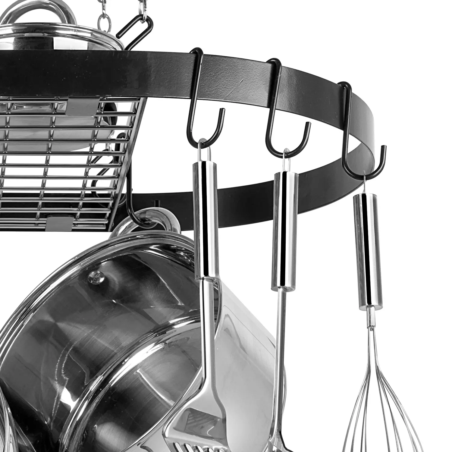 Range Kleen Black Enameled Steel Hanging Oval Pot Rack 1.5 Inch H by 33 Inch W by 17 Inch D