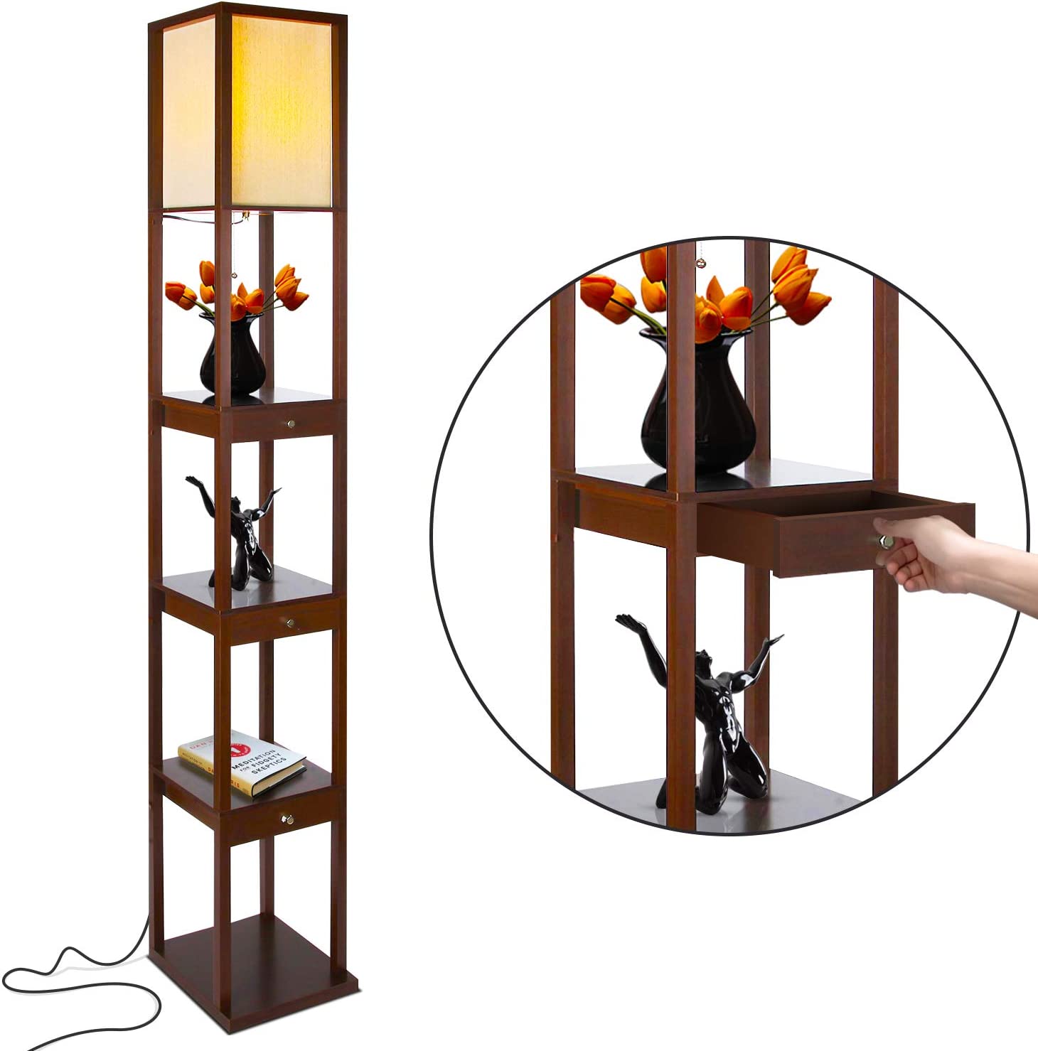 Brightech  72-in Havana Brown Shelf Floor Lamp