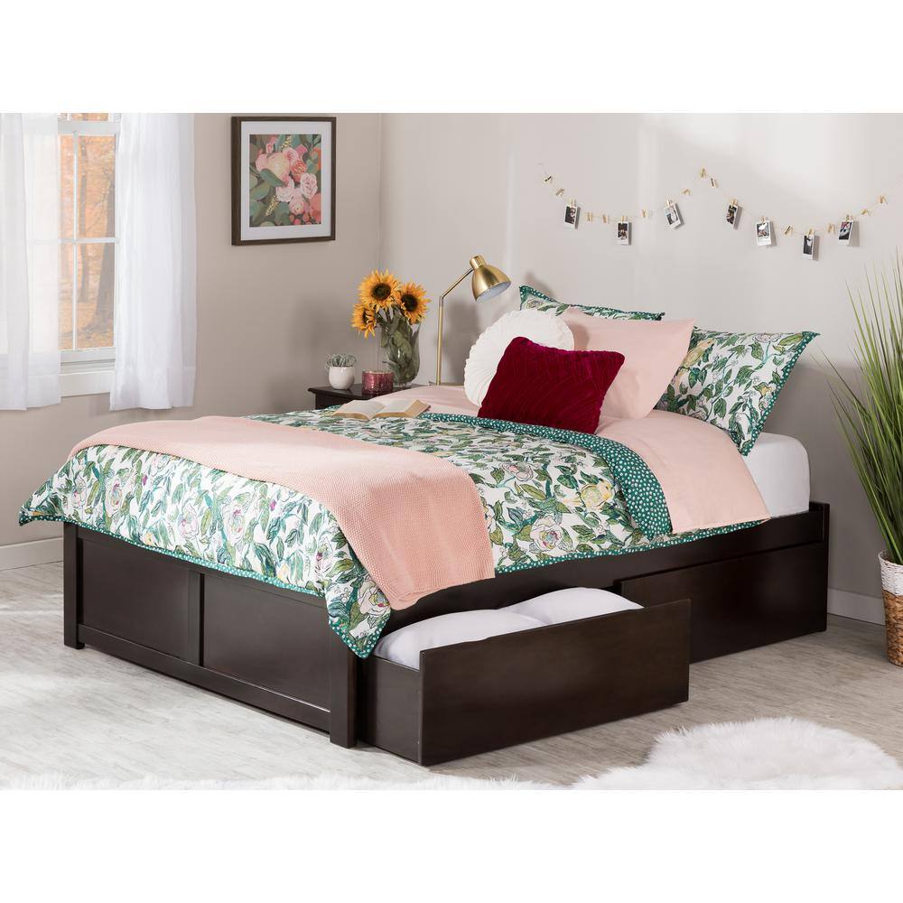 AFI  Concord Espresso King Platform Bed with Flat Panel Foot Board and 2-Urban Bed Drawers