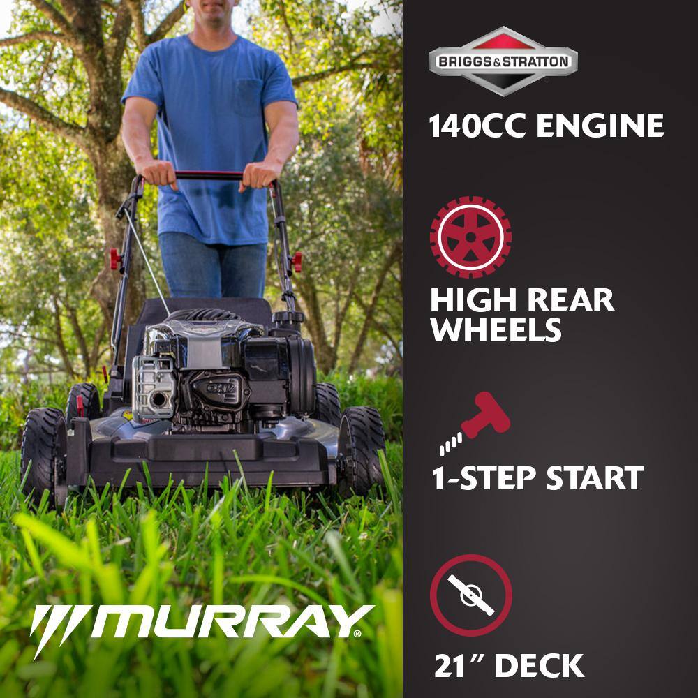 Murray MNA152703 21 in. 140 cc Briggs and Stratton Walk Behind Gas Push Lawn Mower with Height Adjustment and with Mulch Bag