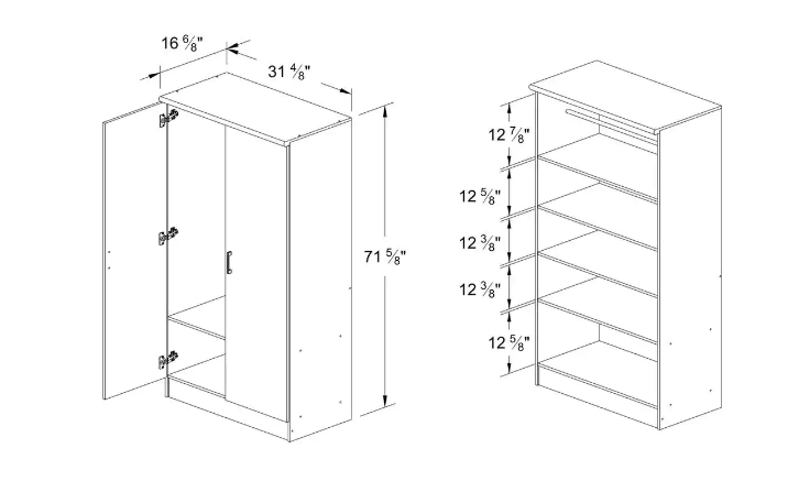 HODEDAH 2-Door Beech Armoire with Shelves