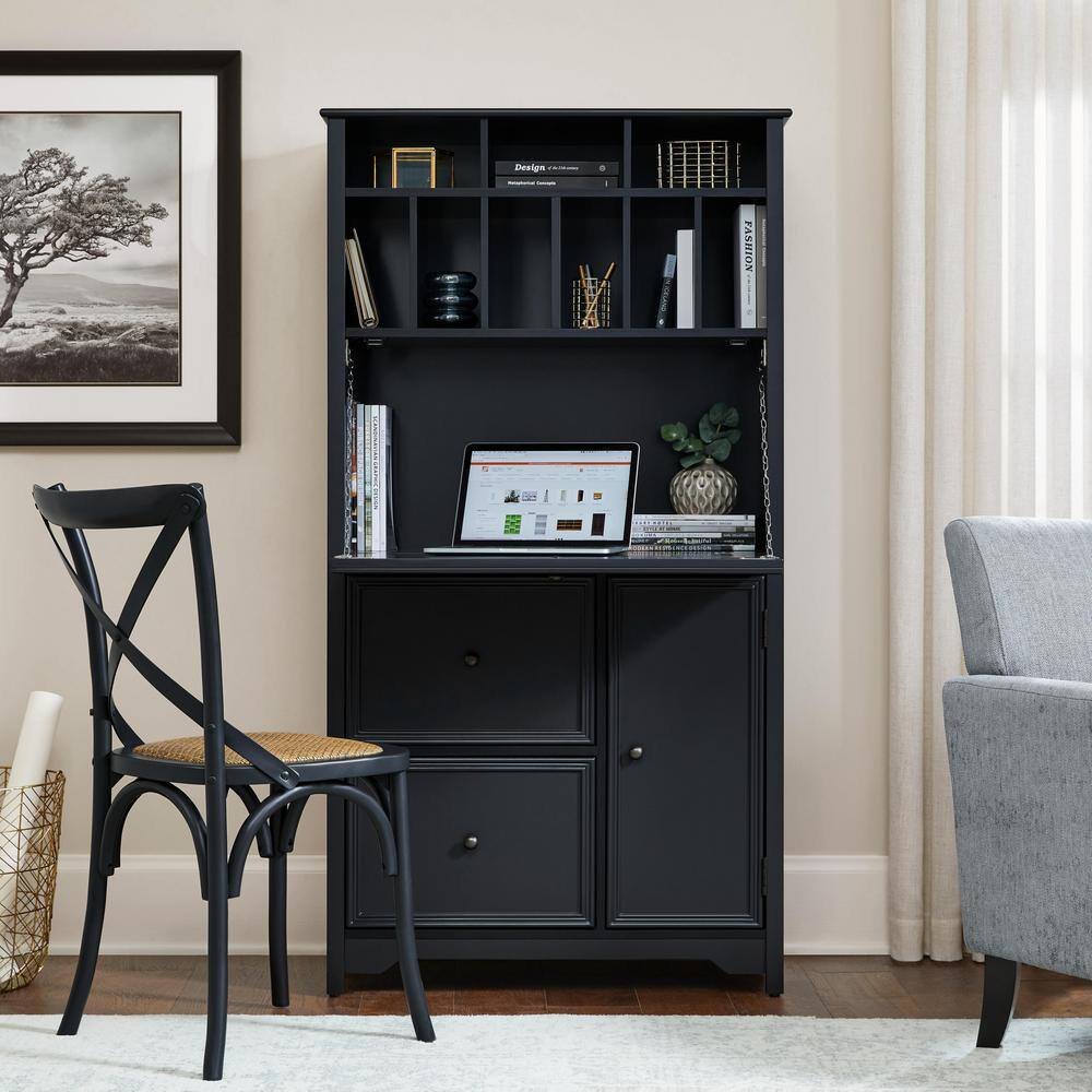 Home Decorators Collection Bradstone 32 in. Charcoal Black Secretary Desk