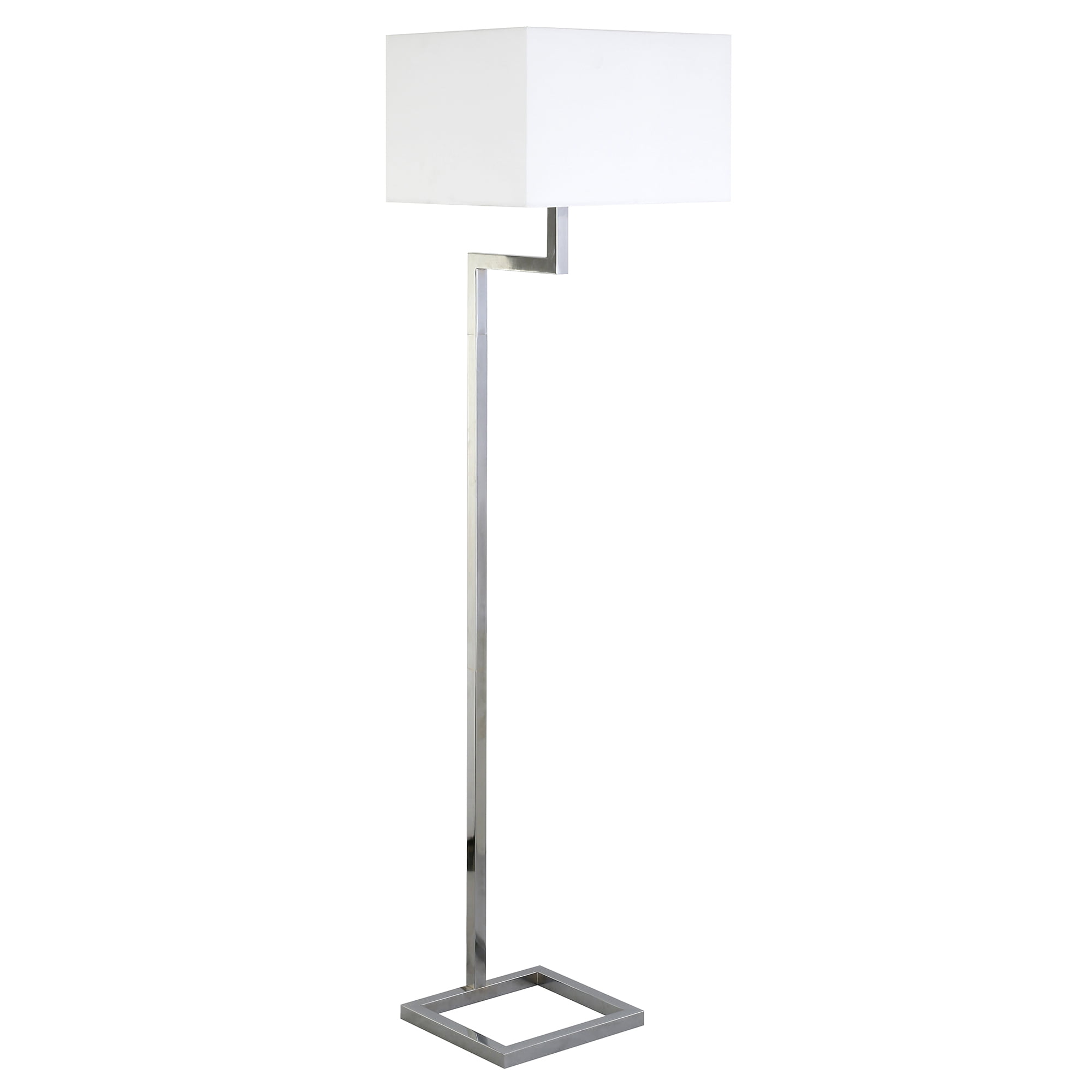 Evelyn&Zoe Modern Metal Floor Lamp. Polished Nickel