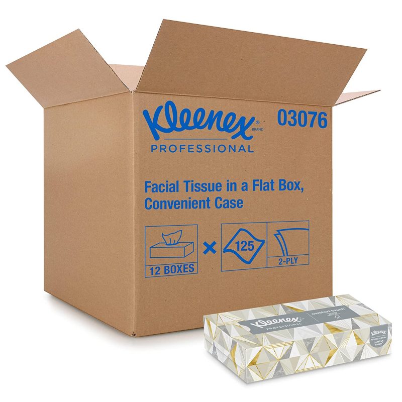 Kleenex Professional Facial Tissue for Business. Flat Tissue Boxes. 12 Boxes