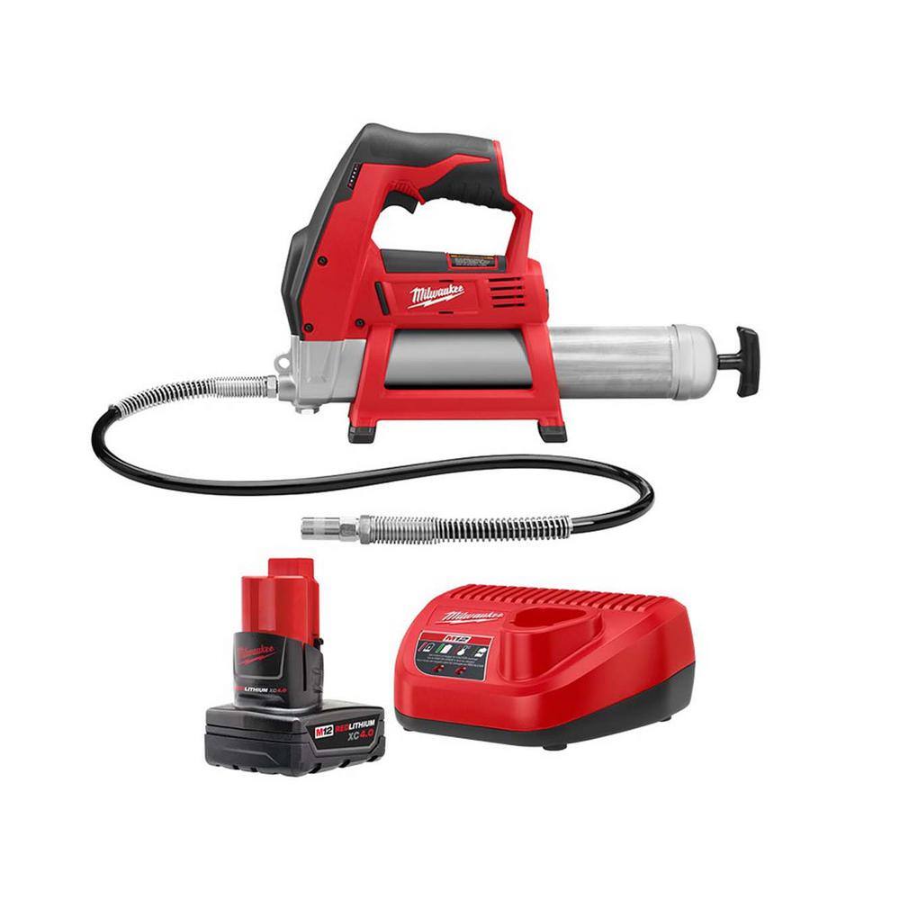Milwaukee  M12 12-Volt Lithium-Ion Cordless Grease Gun w/4.0 Ah Starter Kit