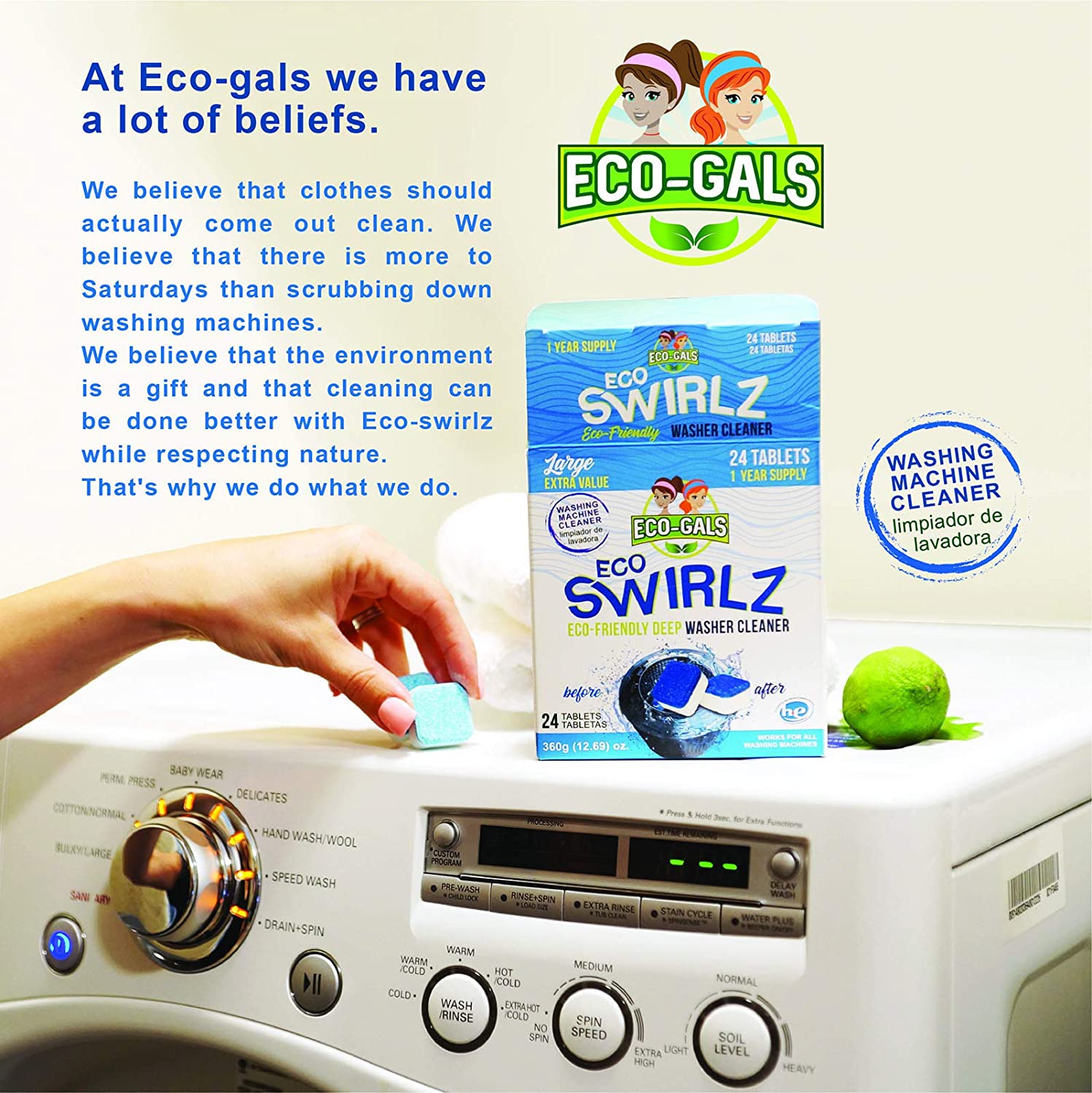 Eco-Gals Eco Swirlz Washing Machine Cleaner. 24 Count