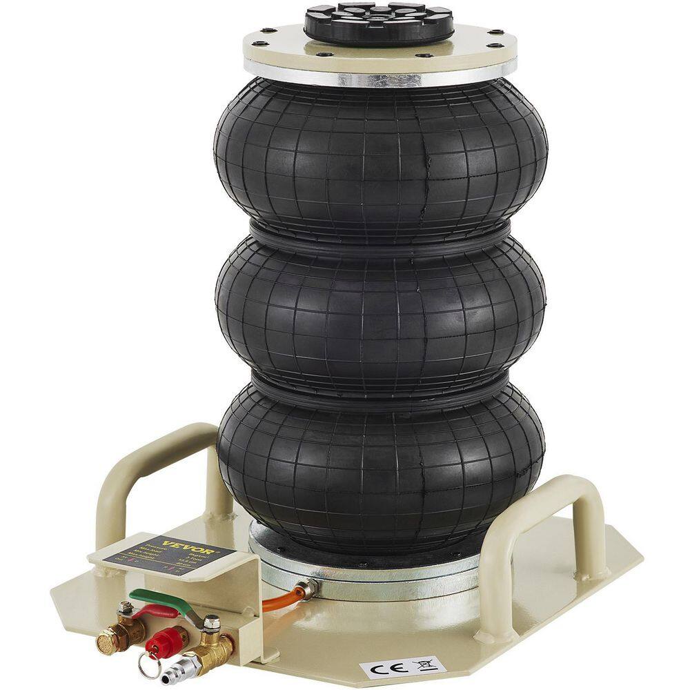 VEVOR QJD3BQDKTDW000001V0 Triple Bag Air Jack 3-Ton Pneumatic Car Jack 6600 lbs. Heavy-Duty Air Jack Lifting Height Up to 16 in. Adjustable