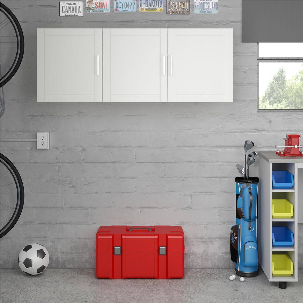 Ameriwood Home HD02878 Particle Board 2-Shelf Wall Mounted Garage Cabinet in White (54 in W x 20 in H x 12 in D)