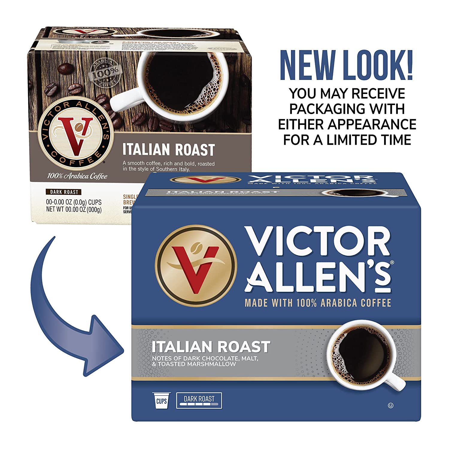 Victor Allen-s Coffee Italian Roast. Dark Roast 80 Count. Single Serve Coffee Pods for Keurig K-Cup Brewers