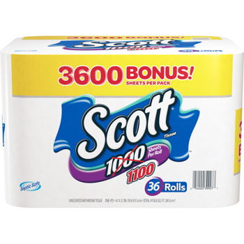 Scott Bath Tissue. 36 Bonus. 1 Pack. 100 Sheets Per Roll