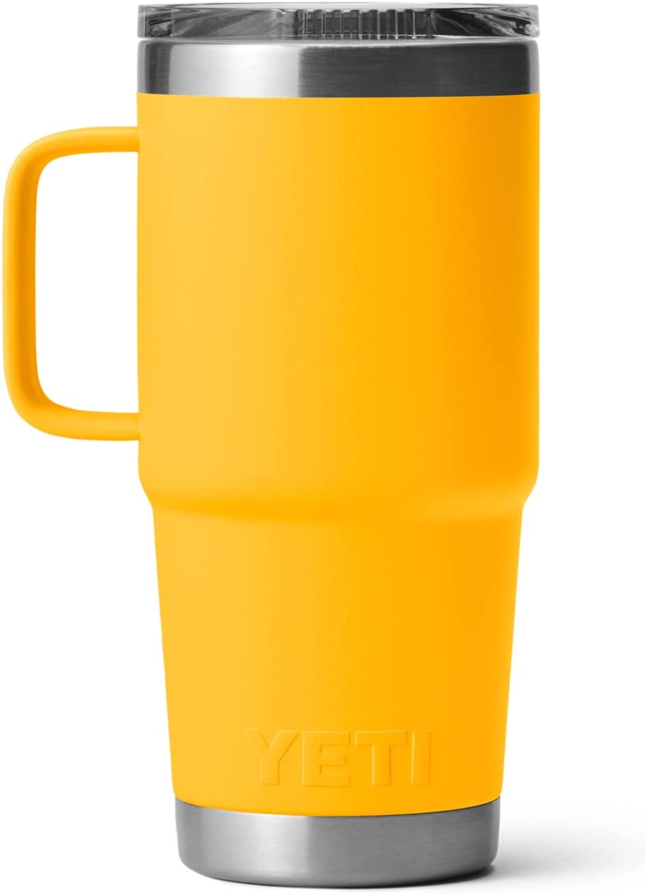 YETI Rambler 20 oz Travel Mug. Stainless Steel. Vacuum Insulated with Stronghold Lid. Alpine Yellow