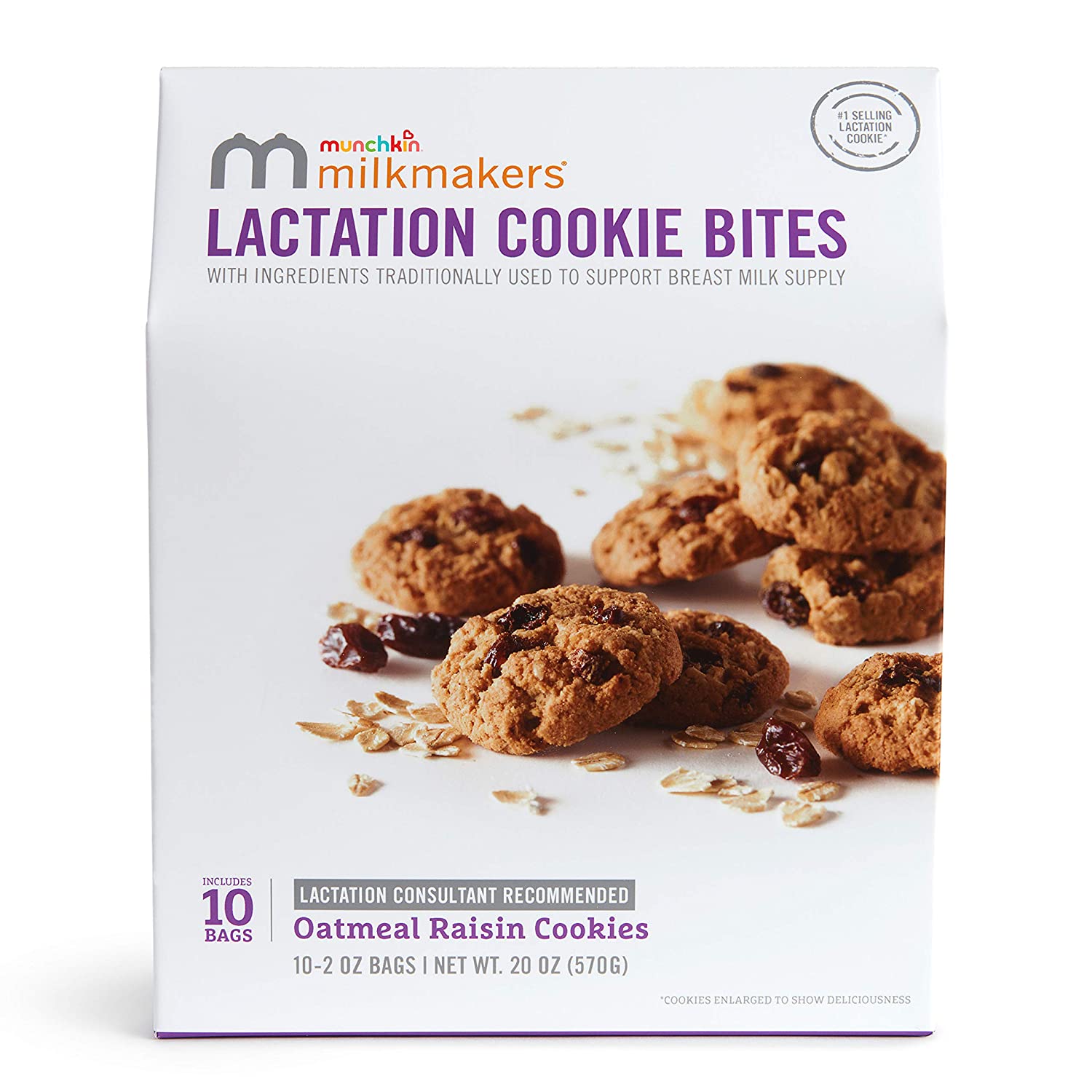 Munchkin Milkmakers Cookie Bites. Oatmeal Raisin. 10 Count