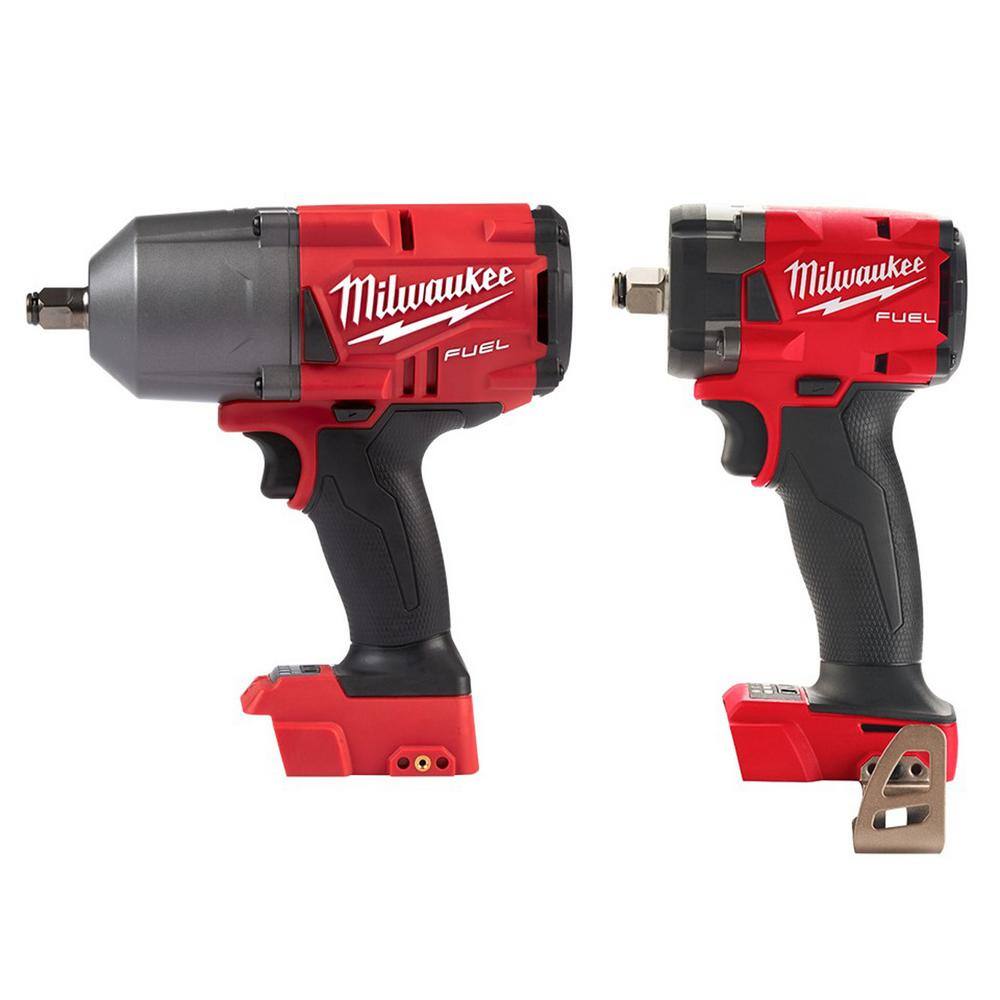 Milwaukee 2767-20-2855-20 M18 FUEL 18V Lithium-Ion Brushless Cordless 1/2 in. Impact Wrench with Compact Impact Wrench (2-Tool)