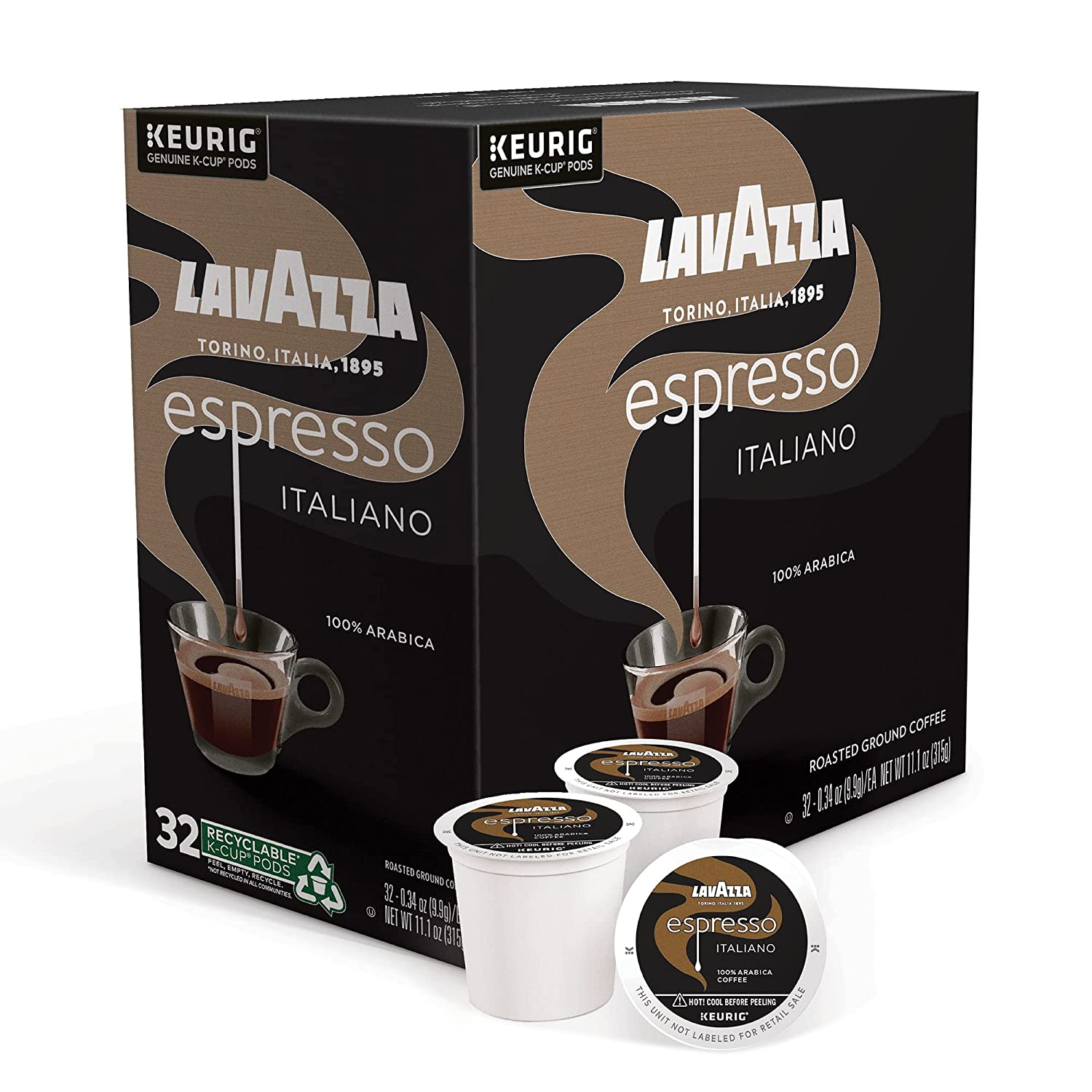 Lavazza Espresso Italiano Single-Serve Coffee K-Cups for Keurig Brewer. Medium Roast. Espresso Italiano .100% Arabica. Value Pack. 32 Count