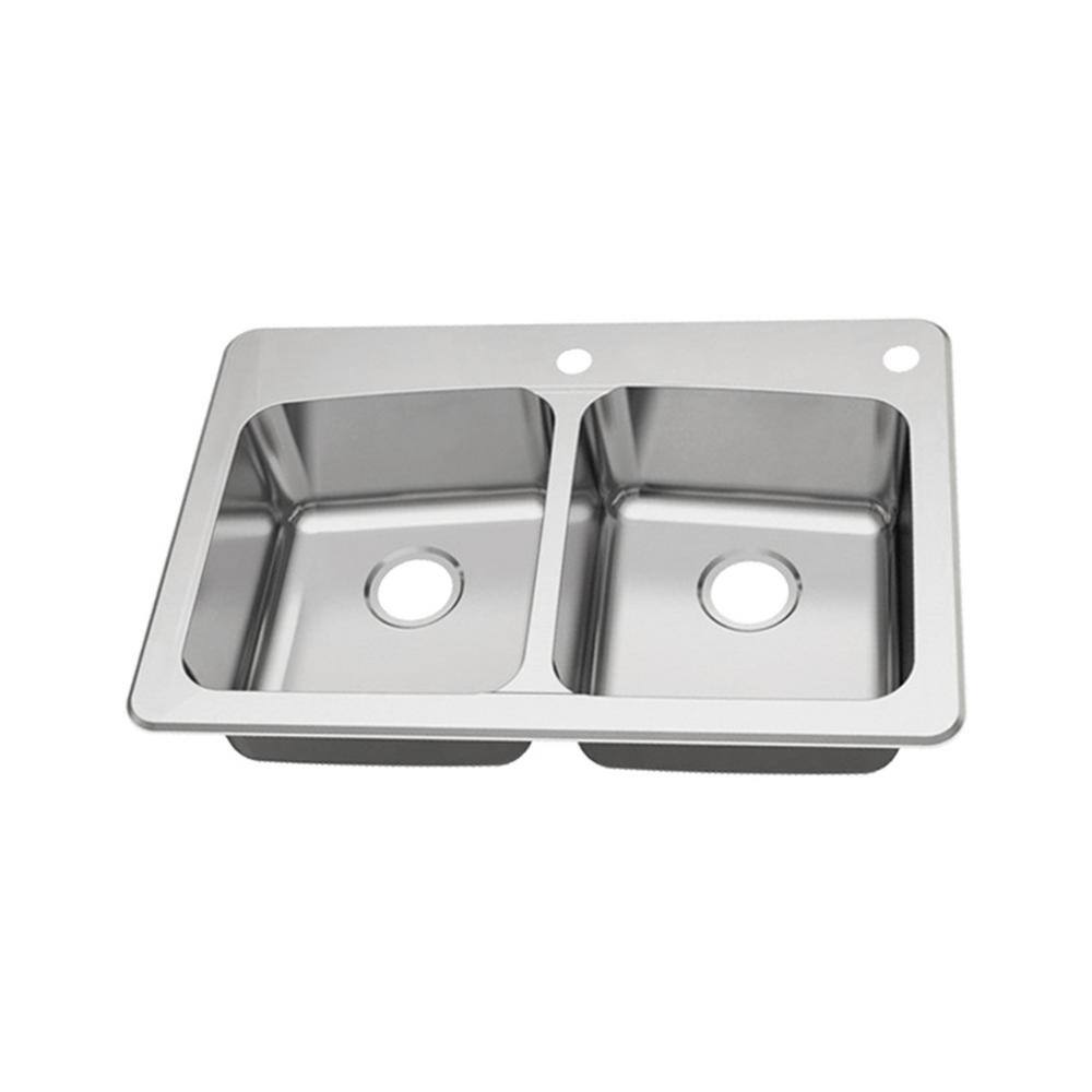 Glacier Bay VT3322P09 Dual Mount 18-Gauge Stainless Steel 33 in. 2-Hole 50/50