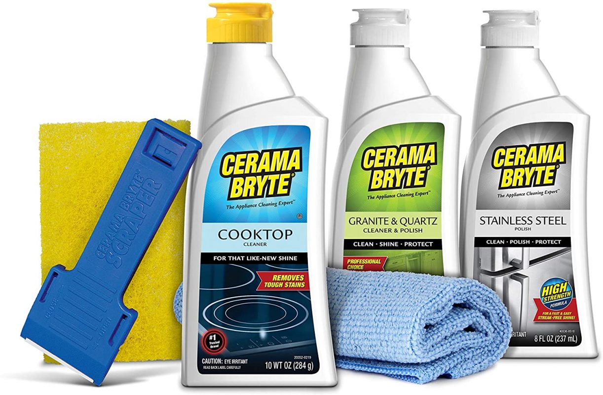 Cerama Bryte Full Kitchen Kit: Cooktop Cleaner. Stainless Steel Cleaner