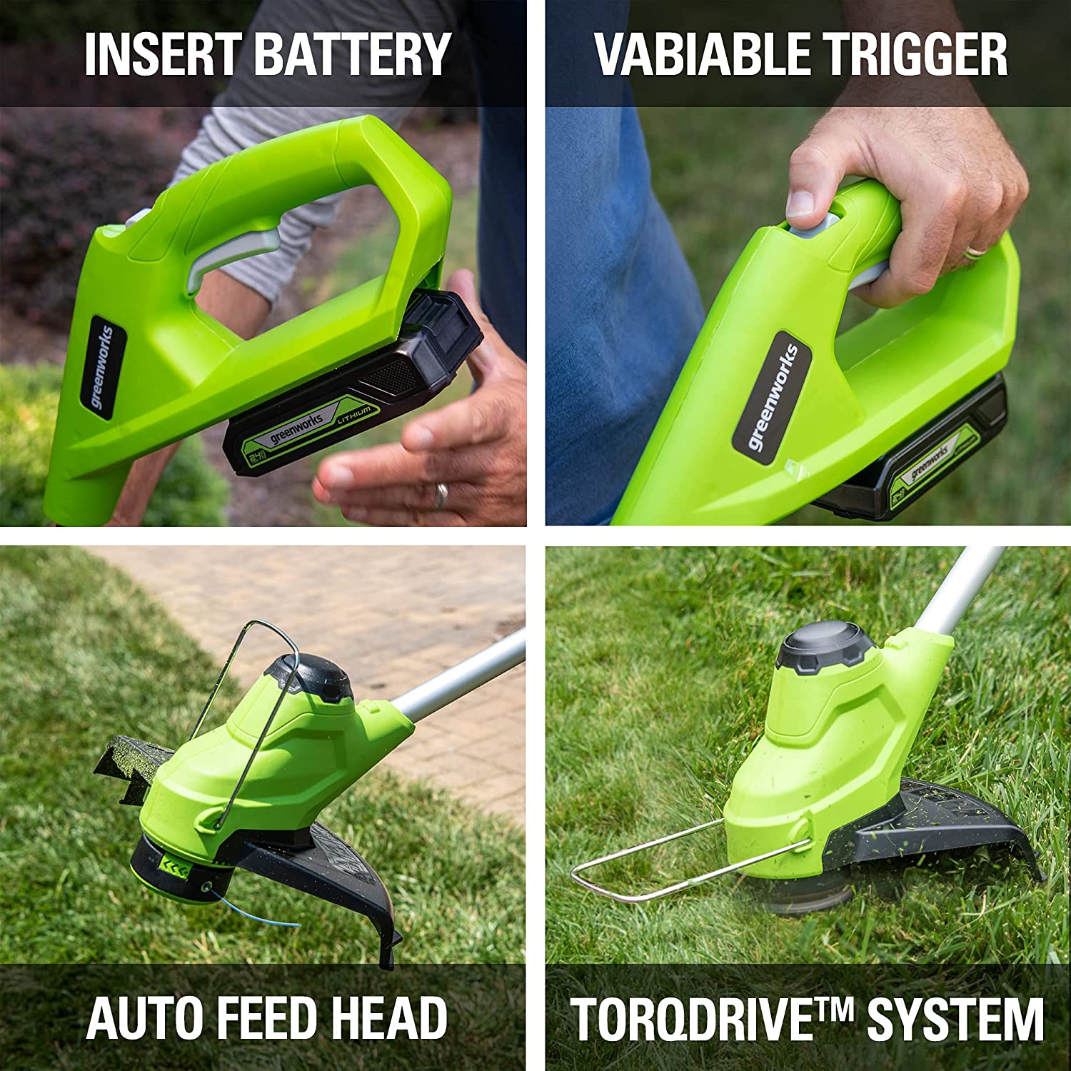 Greenworks 24V 10″ Cordless TORQDRIVE™ String Trimmer. Tool Only