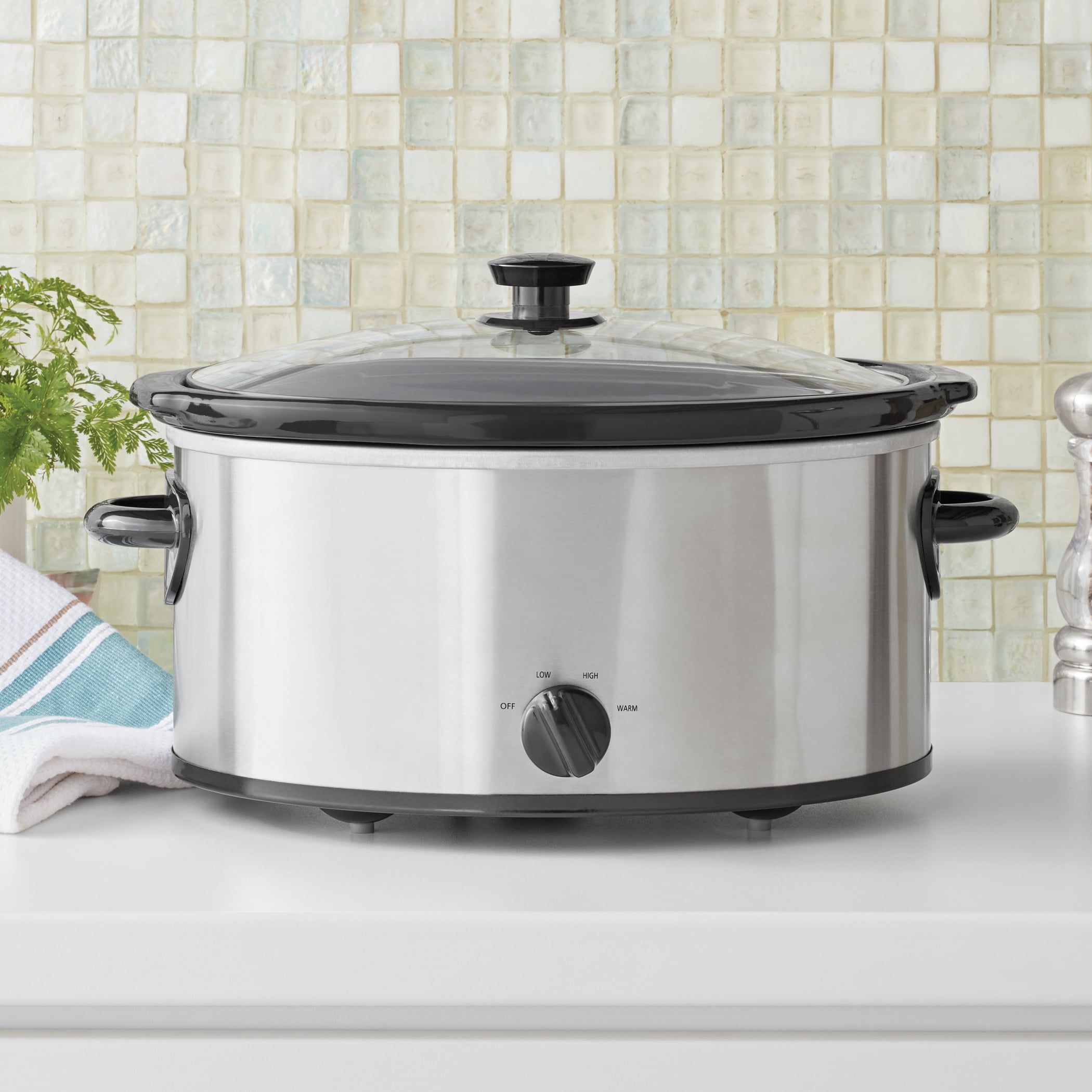 Mainstays 6QT Slow Cooker. Stainless Steel