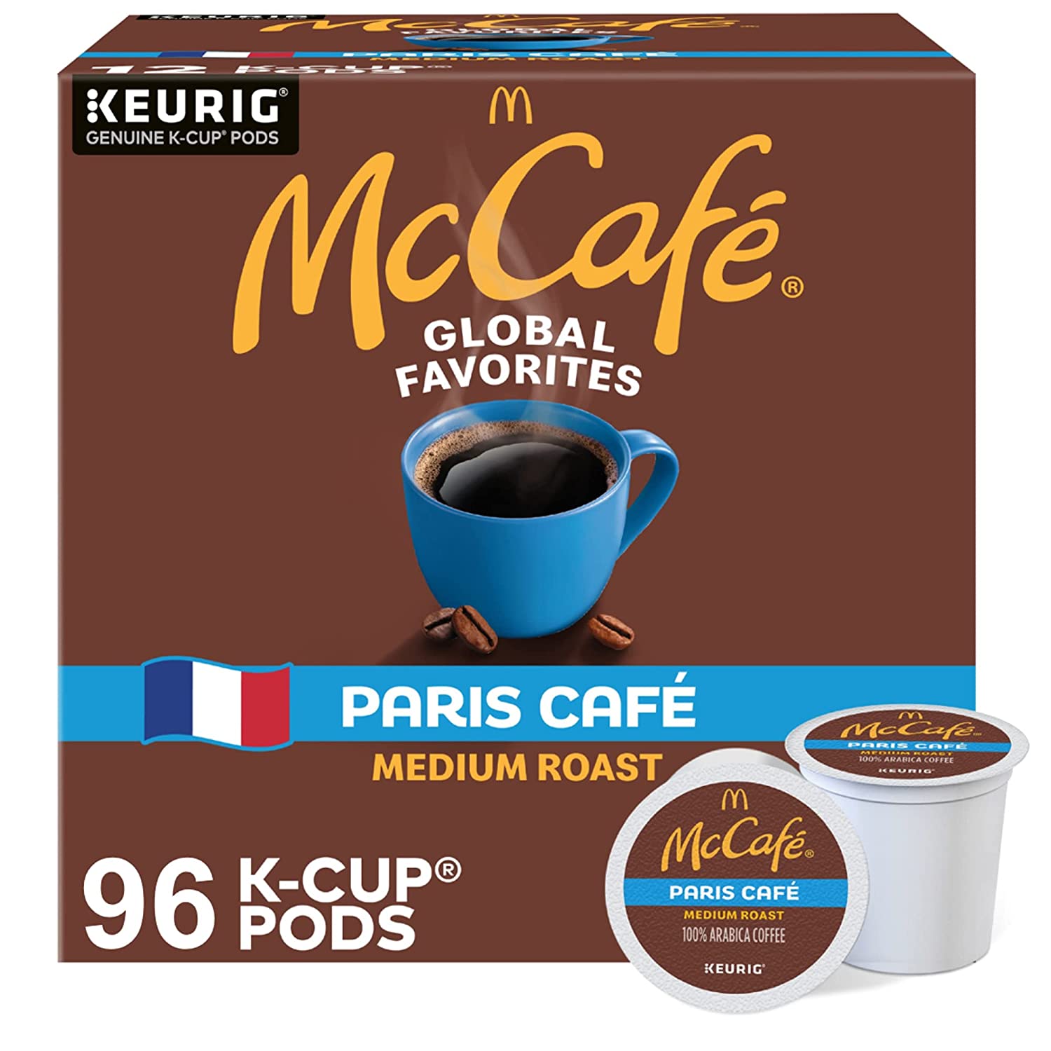 McCafe Paris Café Single Serve Coffee Keurig K-Cup Pods Medium Roast Coffee 96 Count
