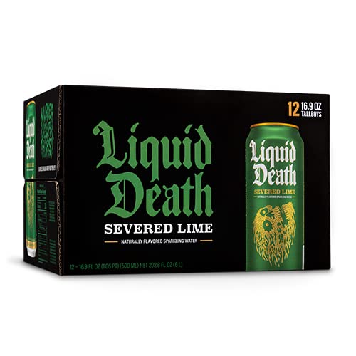 Liquid Death Sparkling Water. Severed Lime 16.9 oz. Tallboys (12-Pack)