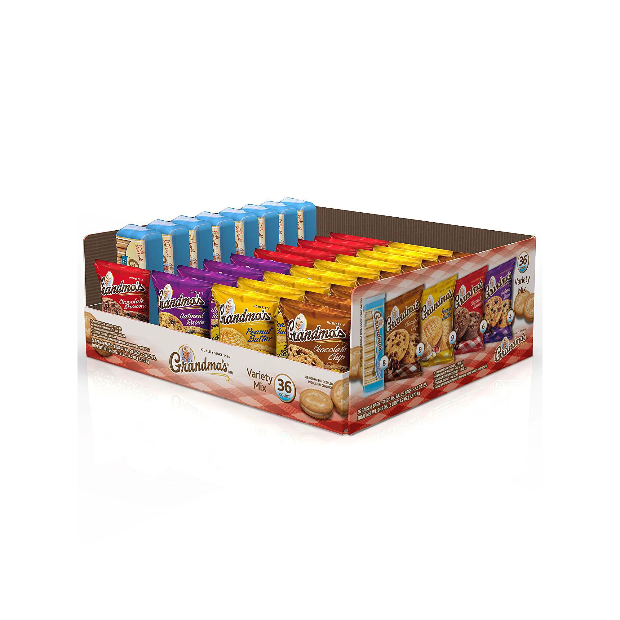 Grandma-s Cookies Variety Tray. 2.5 Oz. 36 Ct