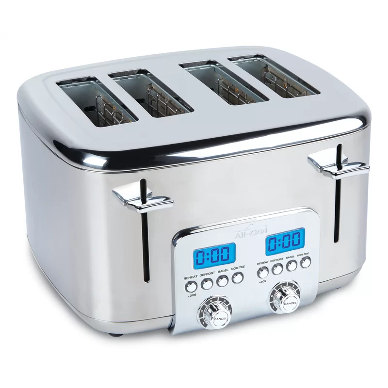 All-Clad TJ824D51 Stainless Steel Digital Toaster with Extra Wide Slot. 4-Slice. Silver