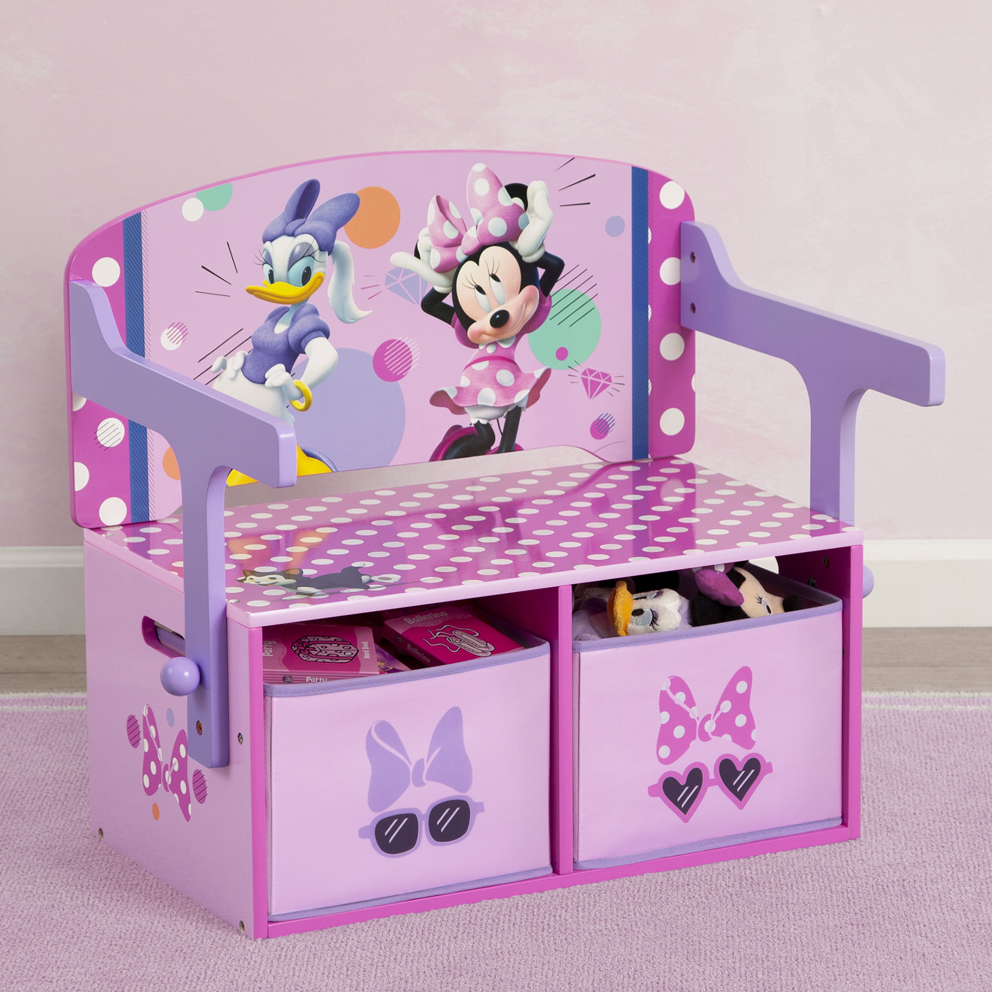 Disney Minnie Mouse 2-in-1 Activity Bench and Desk by Delta Children - Greenguard Gold Certified. Pink