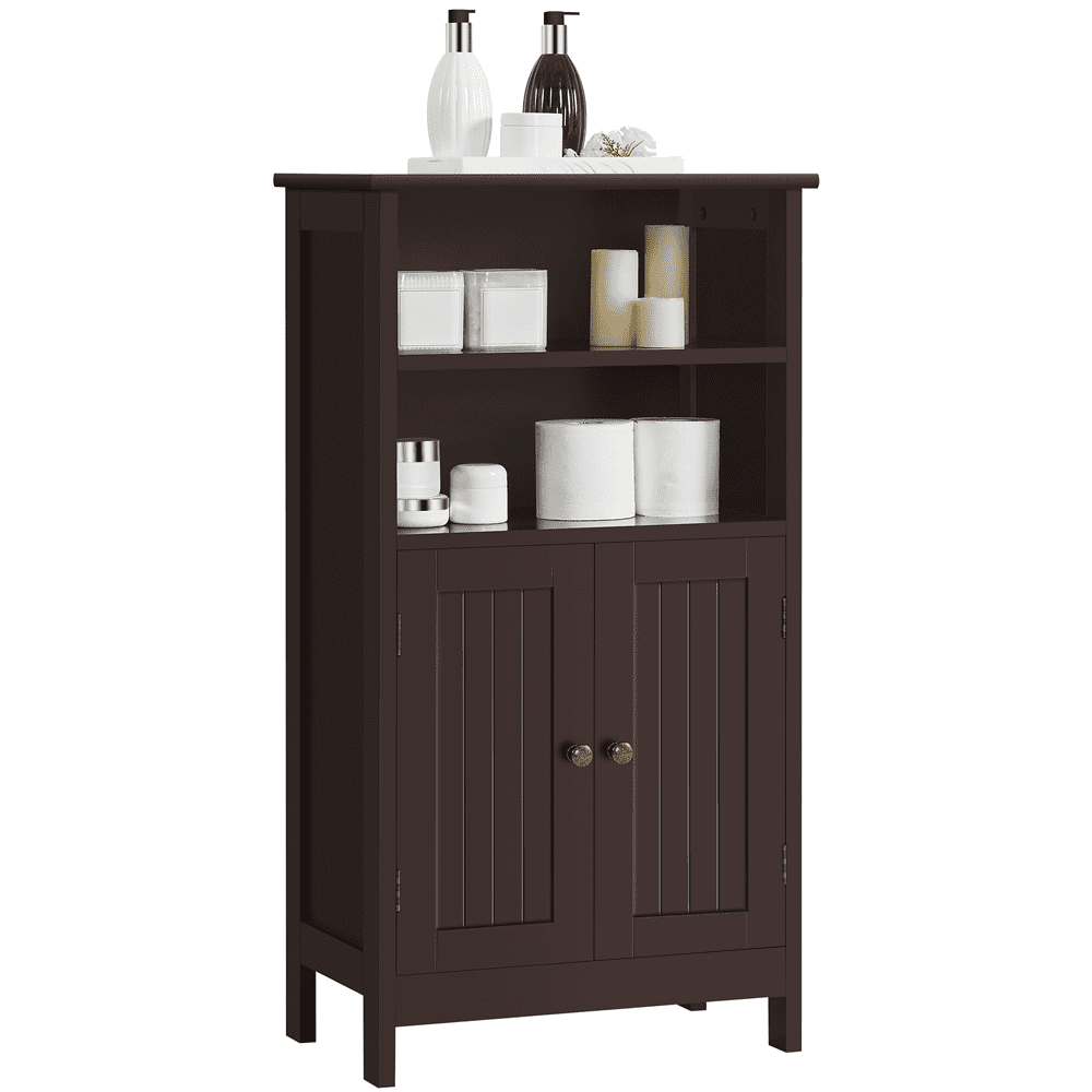 SMILE MART 5-Tier Wooden Bathroom Floor Cabinet. Espresso