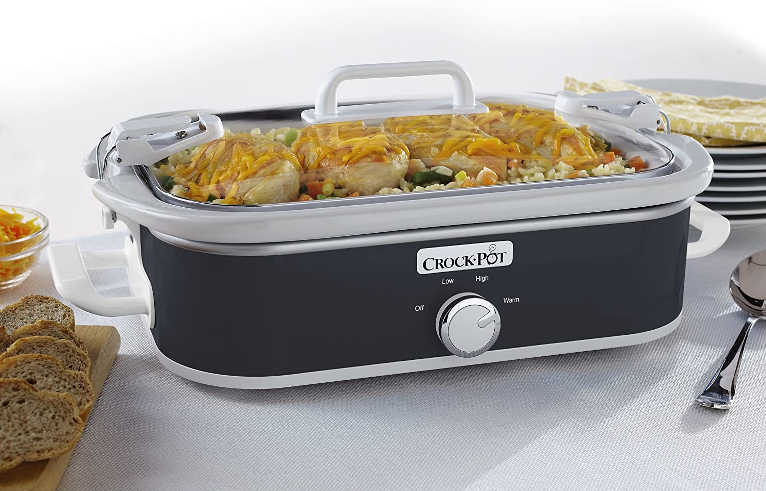 Crock-Pot 3.5 Quart Casserole Manual Slow Cooker. Charcoal