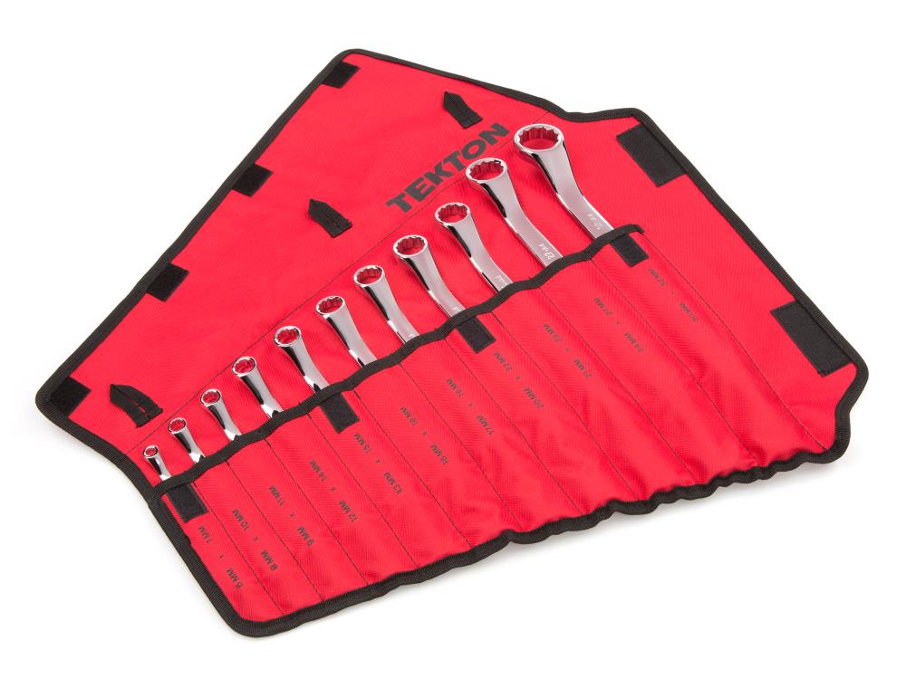 TEKTON 11-Piece Set Metric Standard Combination Wrench Includes Soft Case