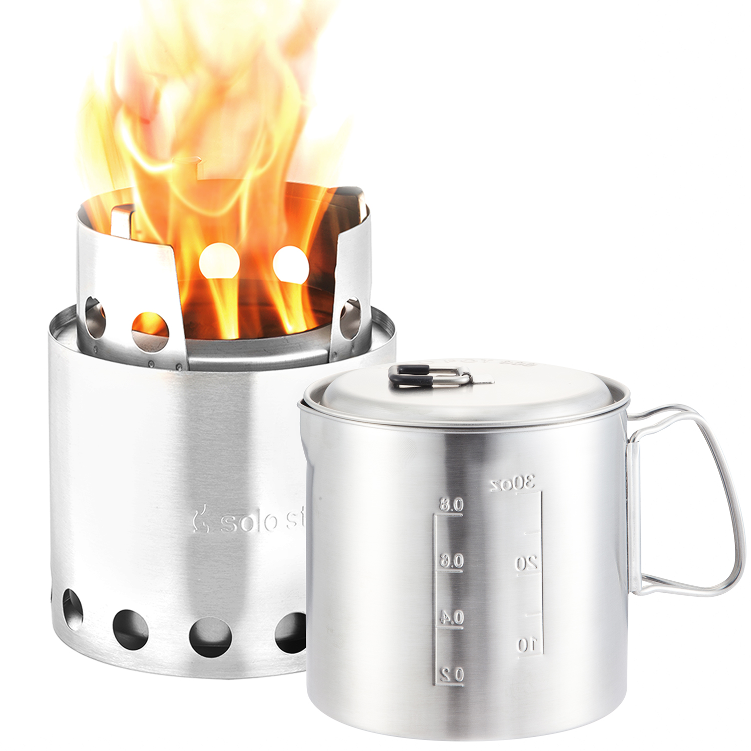 Solo Stove & Pot 900 Combo: Ultralight Wood Burning Backpacking Cook System. Lightweight Kitchen Kit for Backpacking. Camping. Survival. Burns Twigs. No Batteries or Liquid Fuel Gas Canister Required