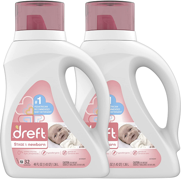 Dreft Newborn Hypoallergenic Liquid Baby Laundry Detergent. Natural for Baby