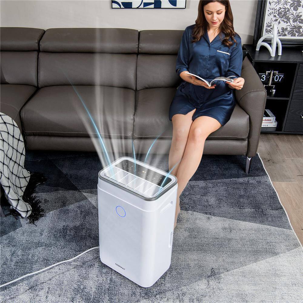 Costway ES10105US-WH 60-Pint Dehumidifier for Home and Basements 4000 Sq.ft. w/3-Color Digital Display